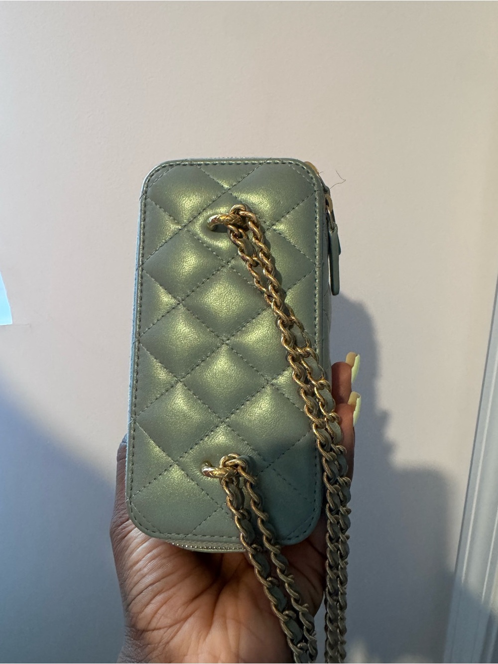 CHANEL Quilted Mini Vanity in rare color Light Sage with Gold Hardware - Picture 10 of 14